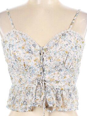 Wild Fable Floral Sleeveless Front Laced Peplum Tank - Large - EUC